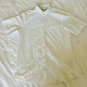 White Short-Sleeve Button-Down Shirt